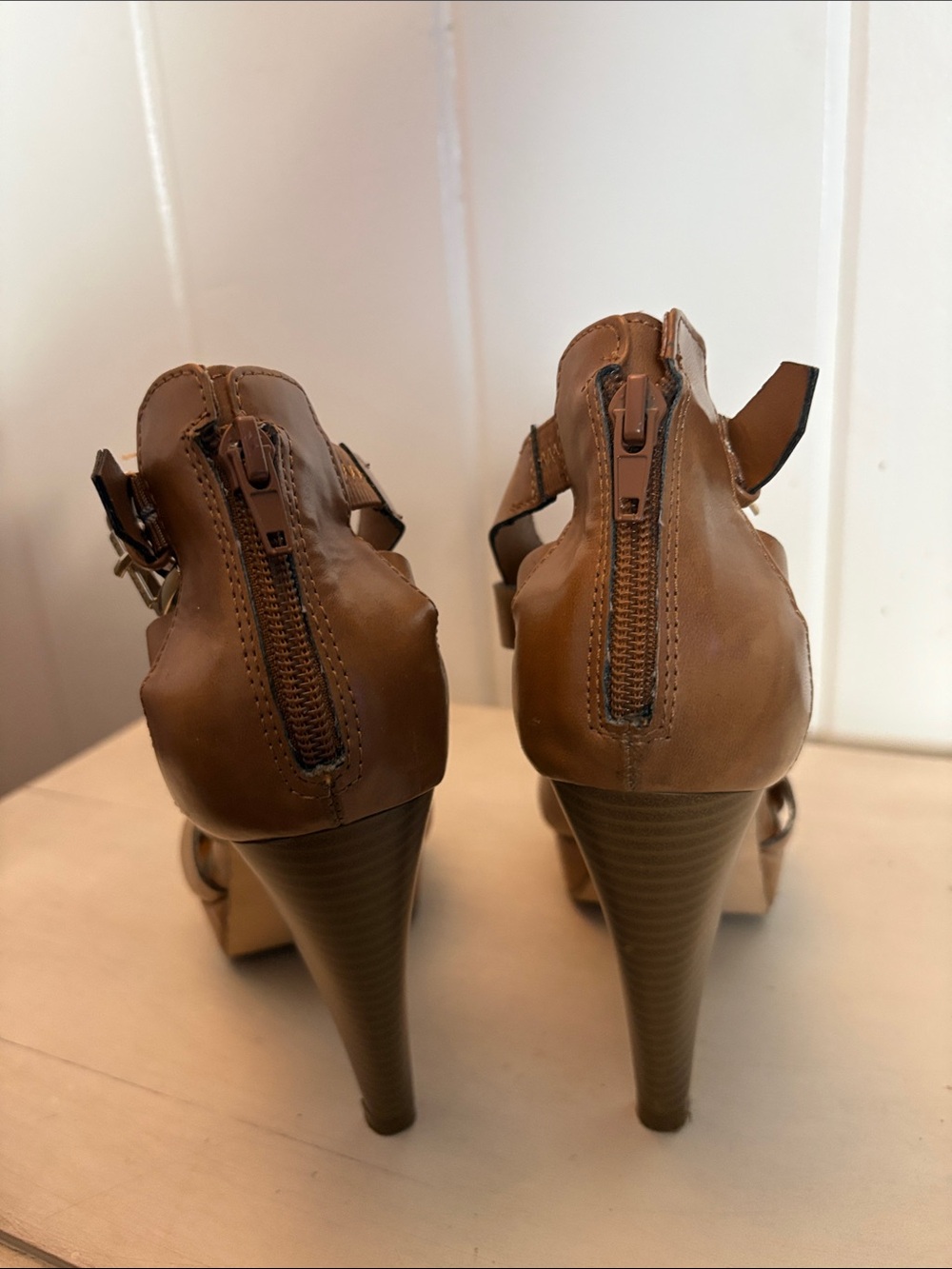 Women’s Strappy High Heel Sandals - Brown - Picture 4 of 7